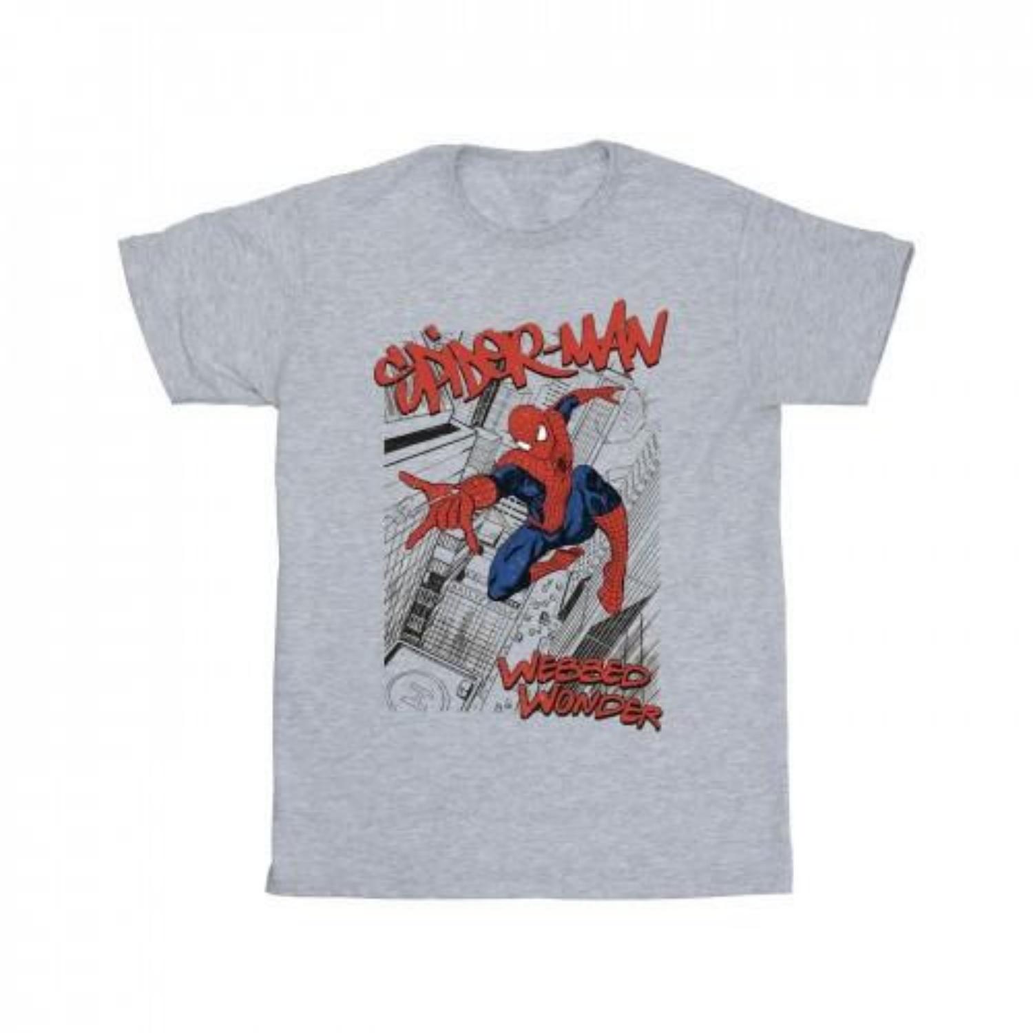 Marvel Mens Spider-Man Sketch City T-Shirt S чёрный