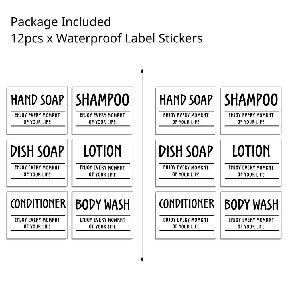 

Черные/белые этикетки на дозаторе для мыла, наклейка на этикетку для лосьона, шампунь-кондиционер для мытья тела, ванная комната, душ, дозатор мыла, водонепроницаемые этикетки Set 3