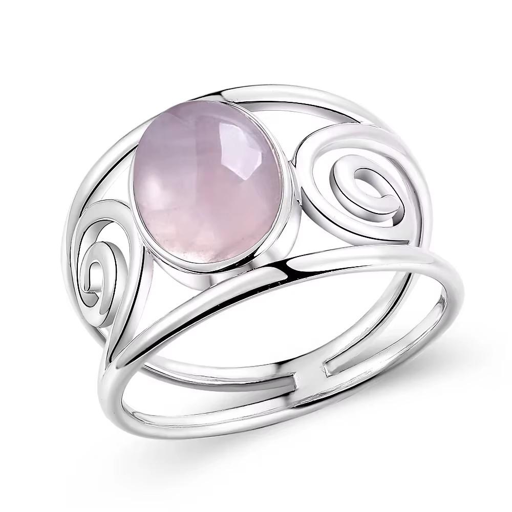 Vintage S925 Sterling Silver Ring Oval Round Natural Rose Quartz Ring Pink Stone Sun Shaped Retro Silver Fine Jewelry For Women 6