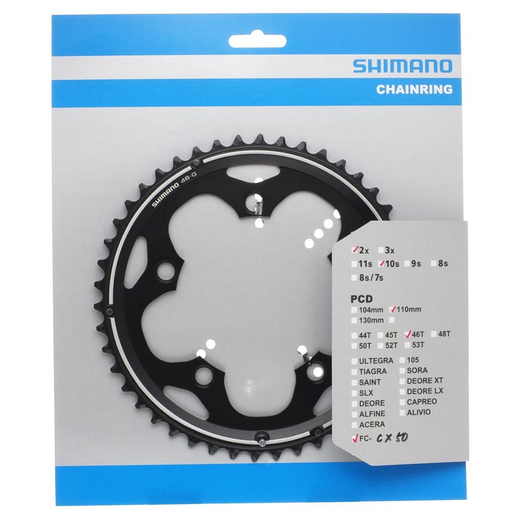 SHIMANO Repair Parts Chainring with Hook Teeth Y1MS98060 46T-G (Black) FC-CX50