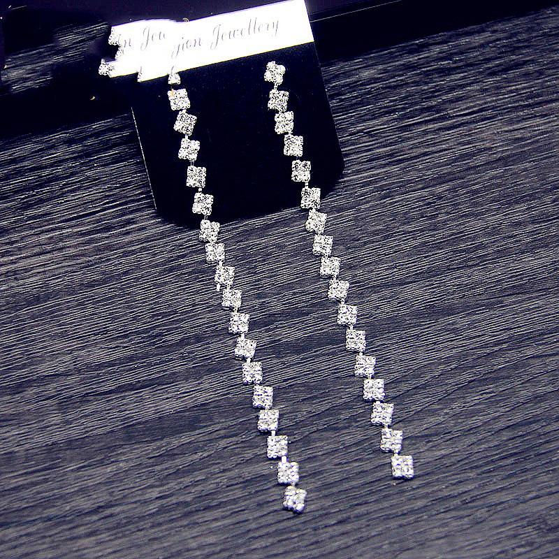 S925 Silver Needle Inlaid Diamond Long Tassel Earrings - Exaggerated European & American Style for Autumn/Winter Evenings