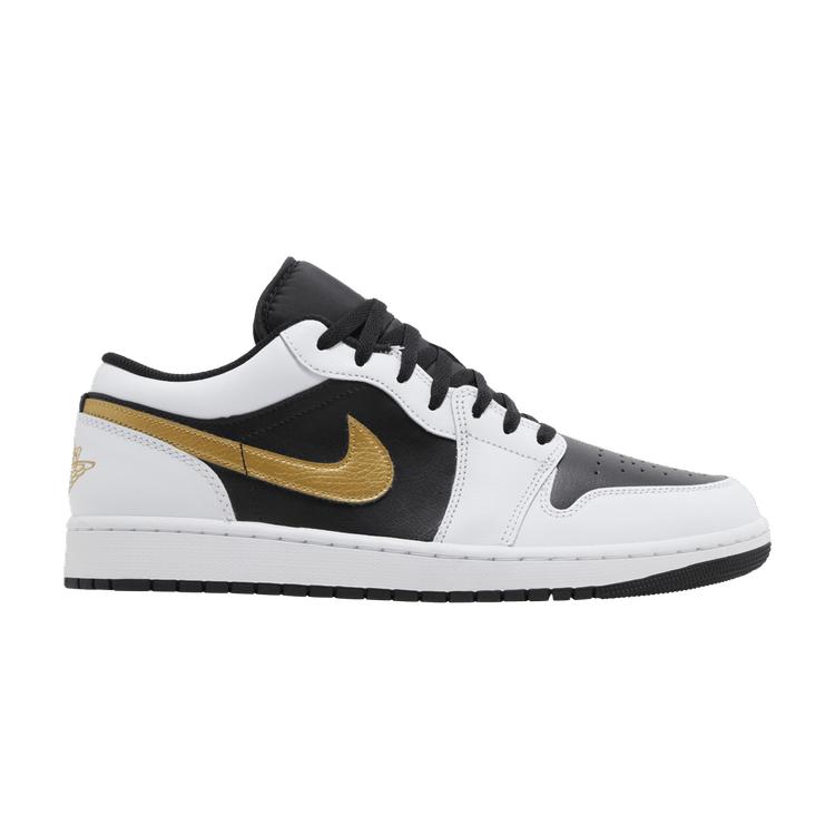 Jordan 1 Low White Black Metallic Gold Swoosh 46