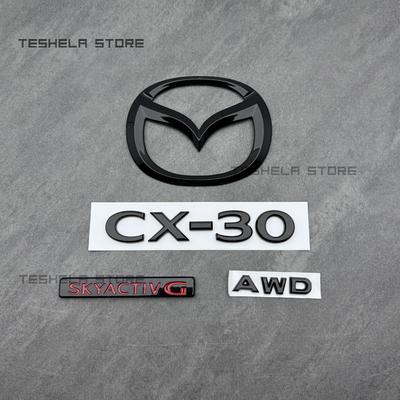 Per MAZDA CX-30 2020 2021 2022 2023 2024 Anno Anteriore Logo Emblema Lettere Badge Auto Adesivo Posteriore Bagagliaio Nero Lucido Accessori drzxu77