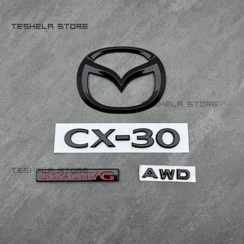AAEU1 For MAZDA CX-30 2020 2021 2022 2023 2024 Year Front Logo Emblem Letters Badge Car Rear Trunk Sticker Gloss Black Accessories