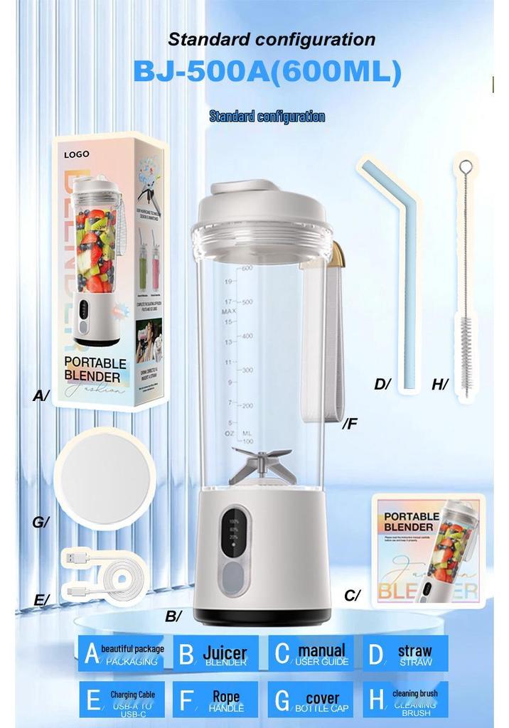 Portable Automatic Juicer and Smoothie Blender with Large Capacity