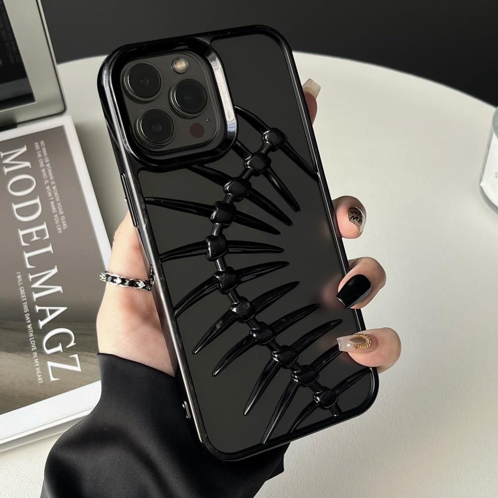 Pokovený Dutý 3D Kovový Vzor Rybí Kosti Pouzdro pro Odvod Tepla Pro iPhone 16 15 14 13 12 11 Pro Max Prodyšný Chladící Nárazuvzdorný Kryt