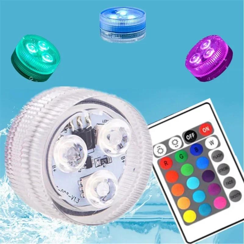Led Swimming Pool Light Remote Control RGB Dive Fish Light 3LED Underwater Lamp Portable Battery Operated for Vase Aquarium
