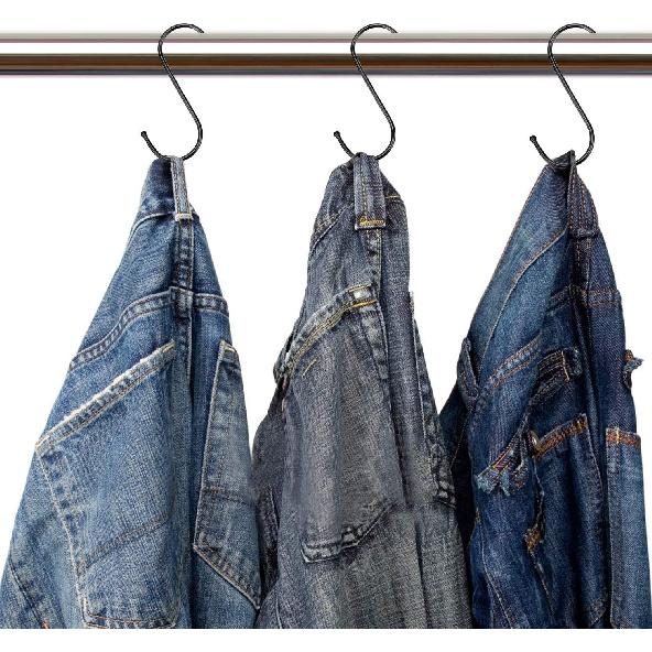 30 Pack Black S Hooks Steel Hanging Hooks Heavy Duty S Hanger Hook Metal Kitchen Pot Rack Hooks Closet Hooks for Hanging Pan, Cups, Jeans, Plant