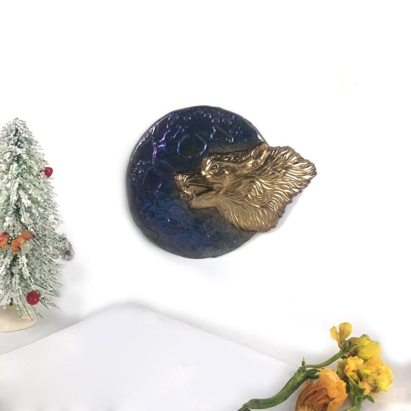 Semi-stereoscopic Wolf-shape Wall Ornaments Drop Glue Mold Diy Wall Pendant Desktop Decoration Epoxy Silicone Mold