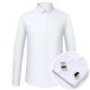 Camisa Formal Masculina de Cor Sólida com Punho Francês e Manga Longa ( Presente gratuito: Abotoaduras de Metal Aleatórias), Carcela frontal com botões ocultos, Ocasiões formais e Festas