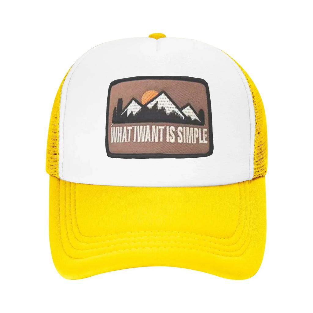 Druck Sonnenuntergang Berg Was ich will ist einfach Mädchen Individuell Netz Baseballkappen Damen Frühling Männlich Strand Papa Hut Snapback Kappe