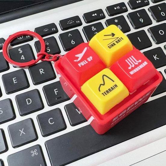 1/2Pcs Keychain Pendant Warning Sound Simulator Key Chain with 4 Authentic Cockpit Alarm Sounds Rugged Durable Design Stress Relief Click Buttons Key