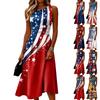Rochie casual fără mâneci pentru femei, cu gât rotund, rochie midi, croială în A, rochie de vară cu design cu model abstract pentru uz zilnic