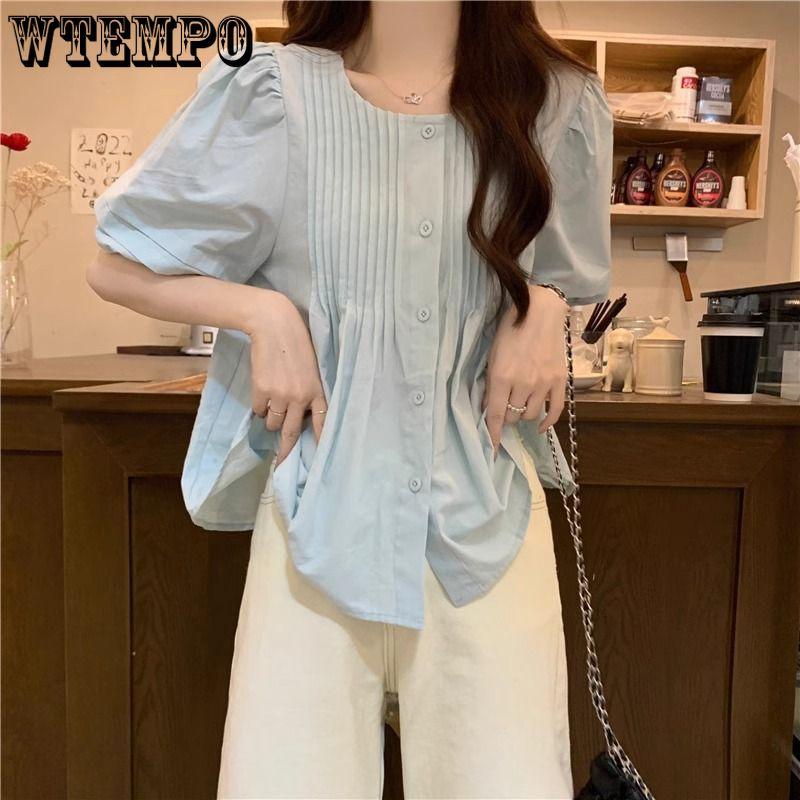 Retro Gentle Style Single Row Multi Button Shirt for Early Spring New Women's Loose Top