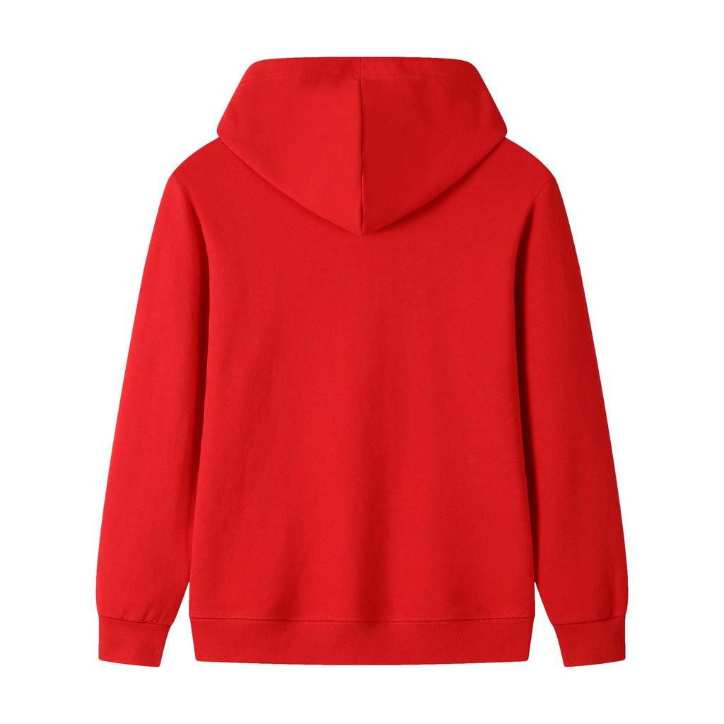 Couple's Casual Solid Color Hooded Sweatshirt - Heavyweight 320g Pure Cotton, Long Sleeve, for Spring and Autumn.