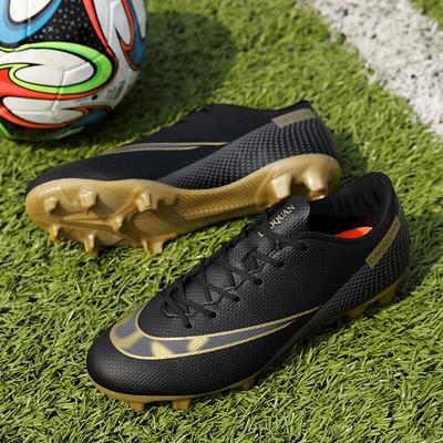 Mens Leather Soccer Shoes for Boys Girls Children's Youth Broken Studs Flat Bottom for Training Sports Outdoor Cleats Boots