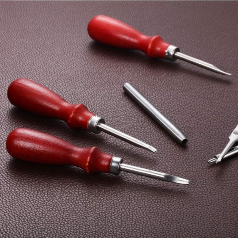 8 Pieces Edge Leather Beveler Cutting and Edge Skiving DIY Craft Tool, Hand Leather Grooving Tool for Crafting Work