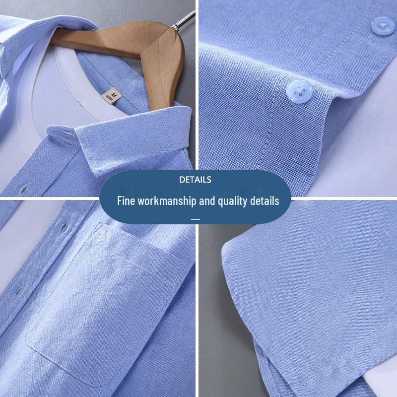 Men's High-End Oxford Long-Sleeve Shirt - Pure White Japanese Hong Kong Style - Spring/Autumn Casual Top