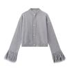 Women Solid Knit Cardigan With Faux Fur Trim Long Sleeve