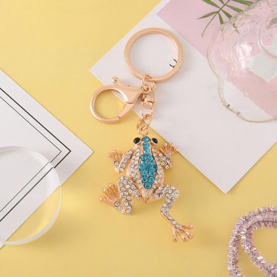 Toad Key Chain Rhinestone Toad Keychain Sparkly Lucky Money Frog Toad Charm with Key Ring Bag Charm for Men Women