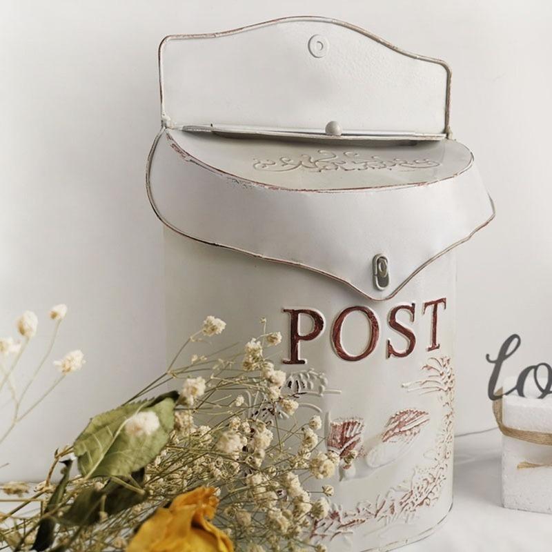 Vintage Handmade Metal Pastoral Lockable Secure Iron Letter Newspaper Mail Box Wall Mounted Mailbox
