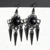 Bohemian Black Spiked Drop Earrings With Hollow Geometric Design For Women