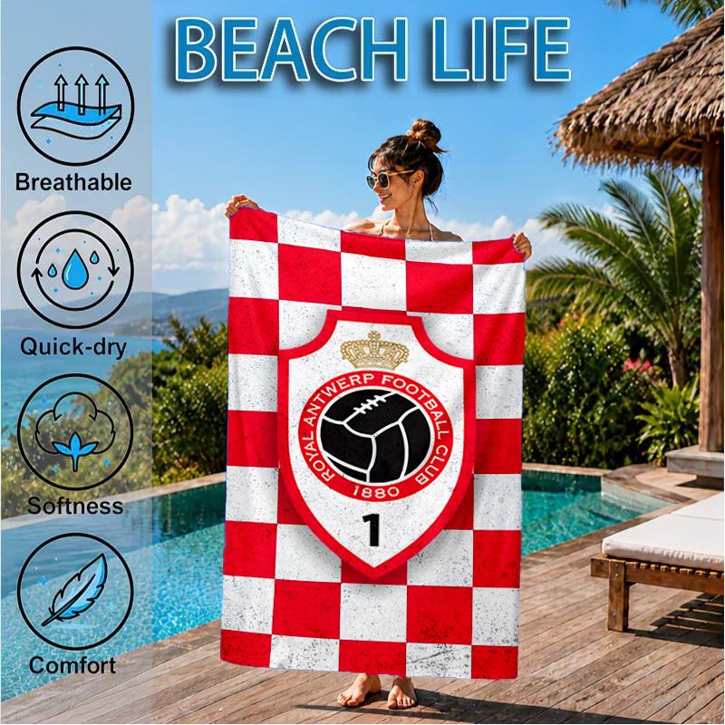Royal Antwerp Fc Crest Beach Towel, Quick-drying, Easy to Care for, Suitable for Both Fitness and Beach Vacations,Sports Essential