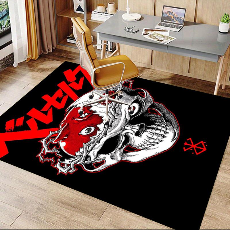 1pc Skull Rose Carpet Anti Slip Polyester Floor Mat for office.Bedroom