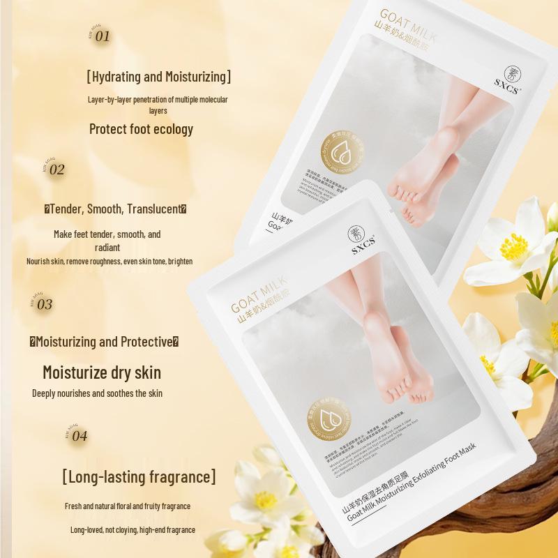 SXCS Goat Milk Exfoliating Foot Mask: Smooths, Softens & Brightens Skin