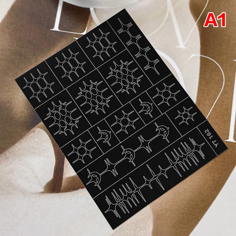 1 Sheet Airbrush Stencil For Nails Stars Moon Fishbone Pattern Hollow Nail Sticker Templates For French Nail Manicure Stickers