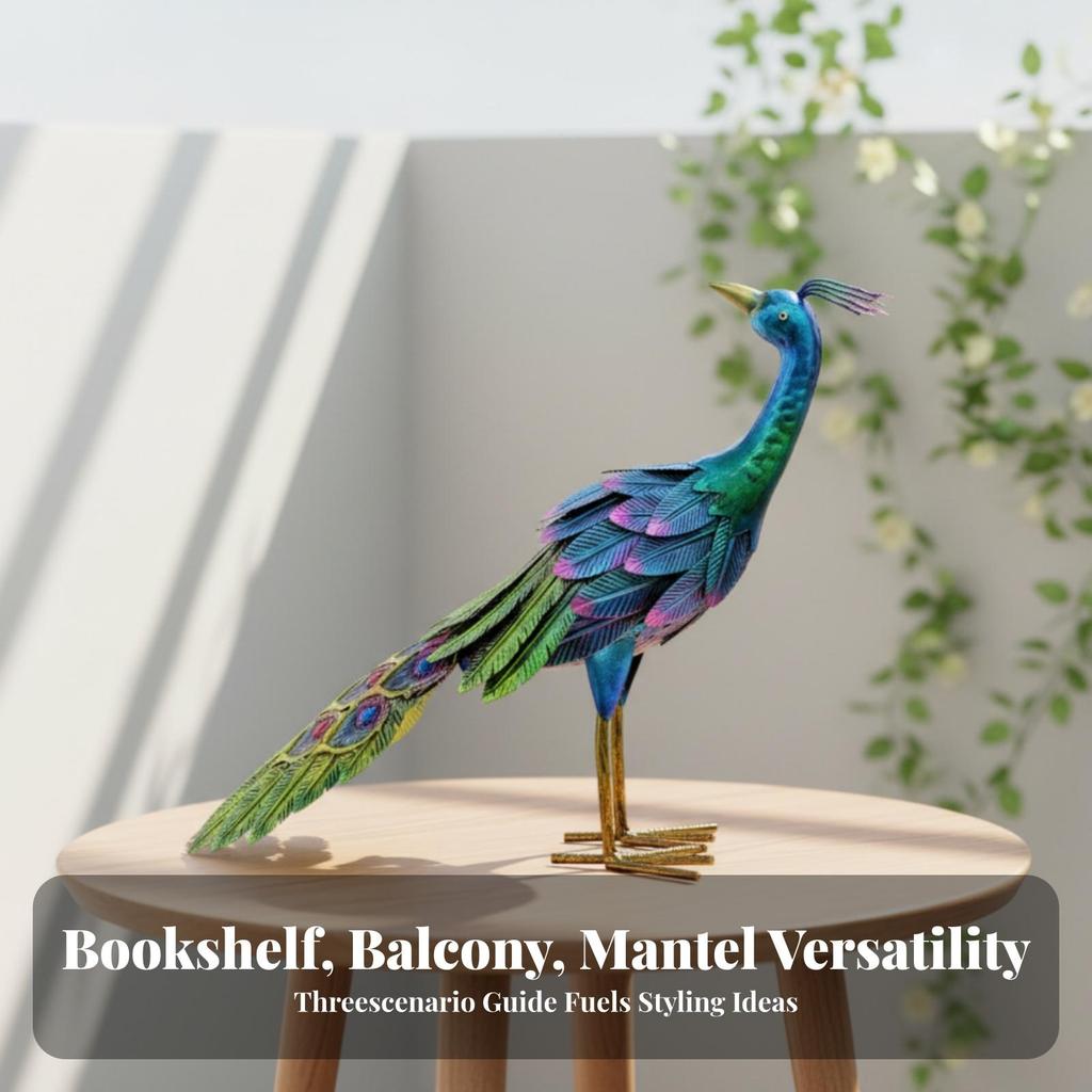 Metal Peacock Statue Intricate Lawn Ornament Sturdy for Patio, Balcony
