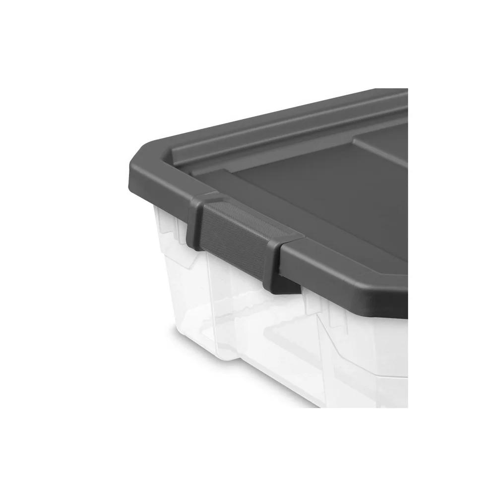 Durable Clear Plastic Stacker Box with Lid 40qt Heavy Duty Storage Bin Stackable Garage Basement Attic Organization