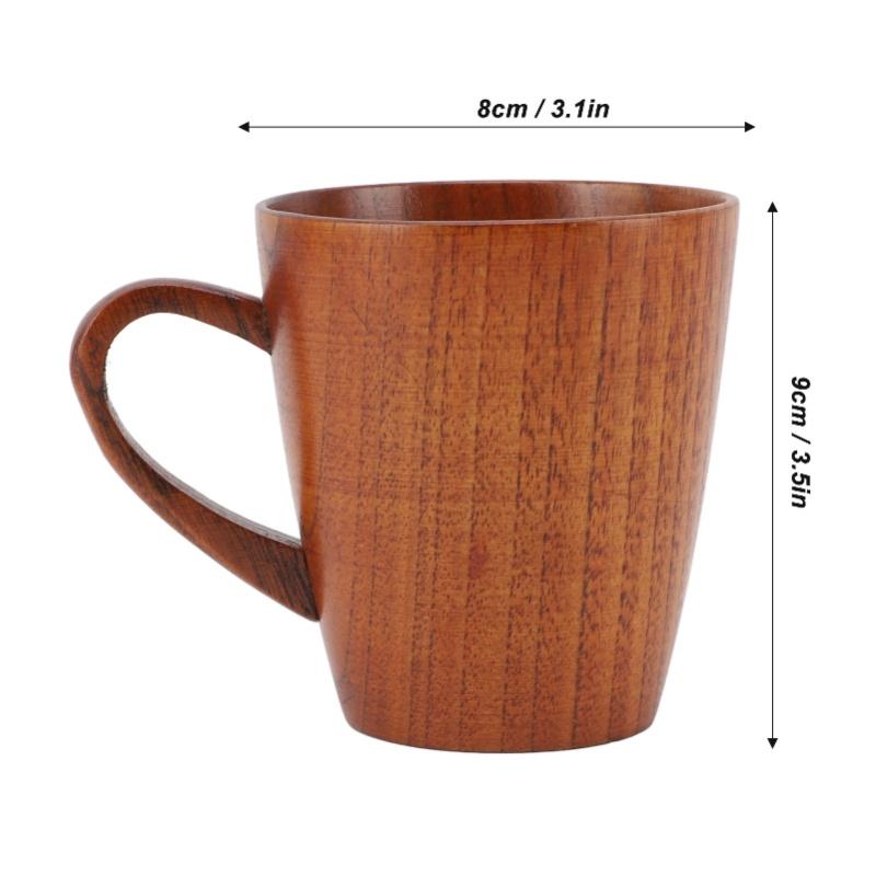 Handmade Wooden Mug For Men Women 250ml Coffee Mug With Handle Small Wood Cup Outdoor Travel Wooden Tea Drinking Cup