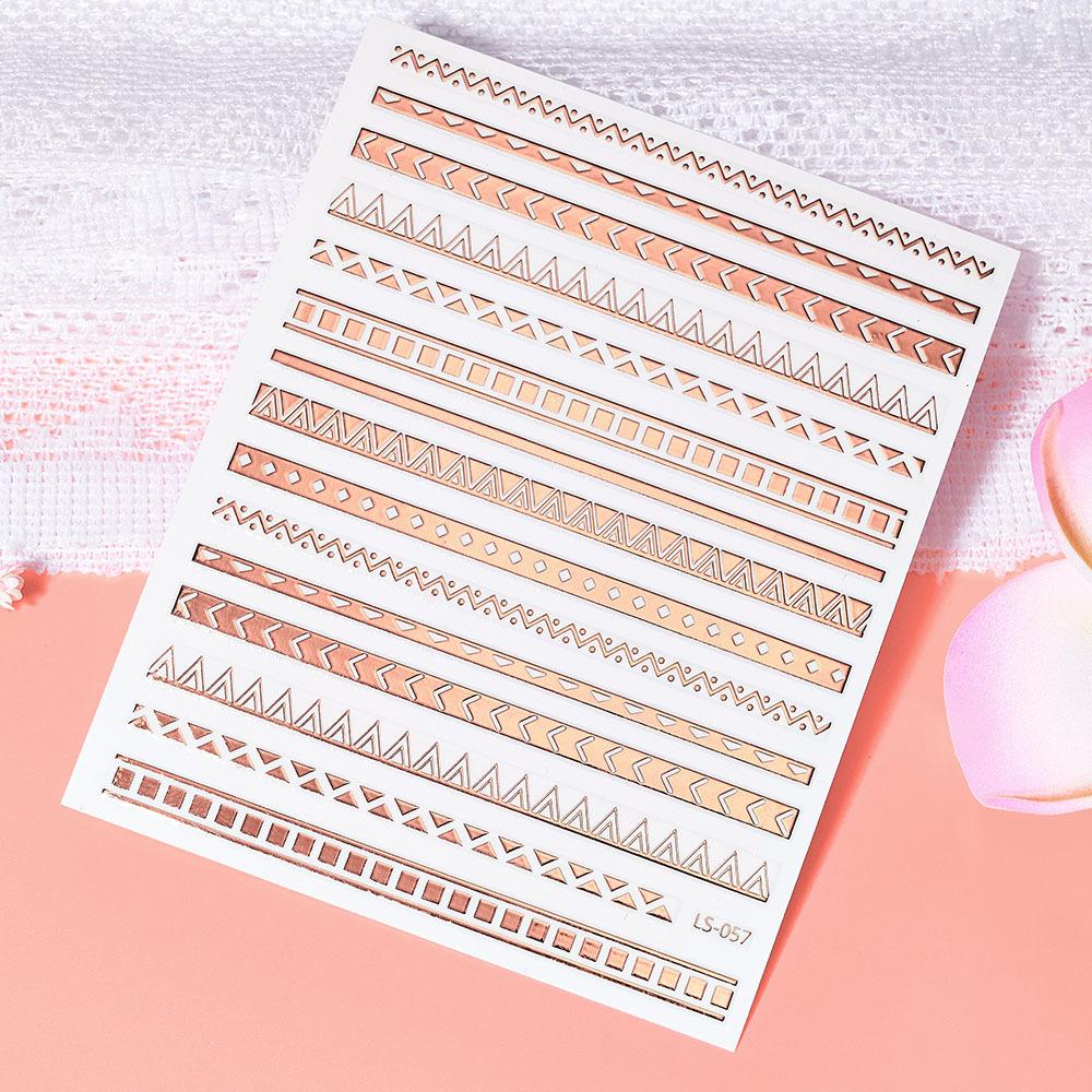 Egyptian Alien Text Full Sticker Geometric Shape Manicure 3D Rose Gold Silver Nail Diy Manicure Sticker