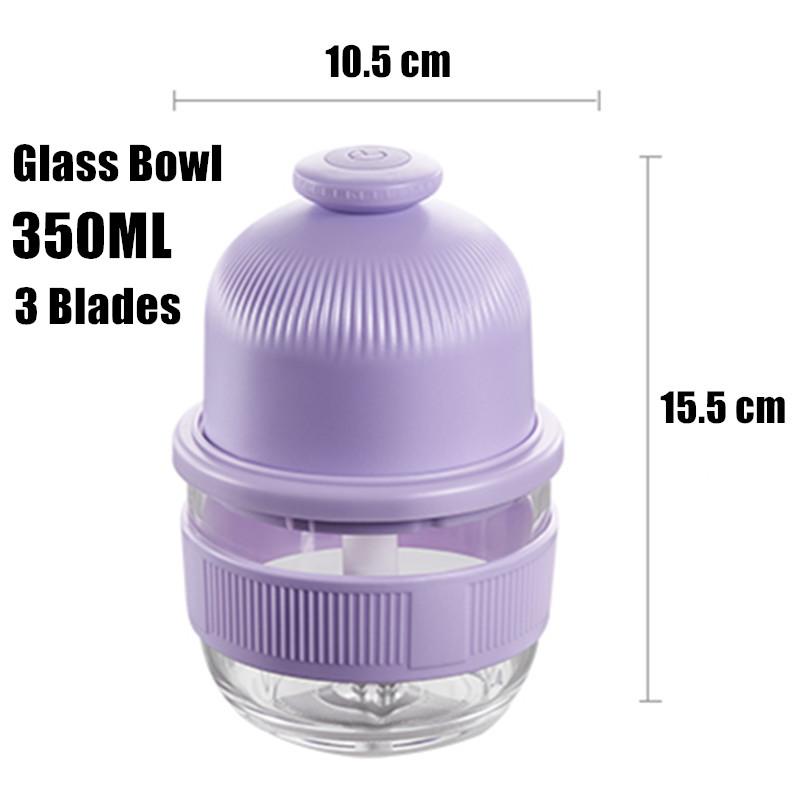 

350 мл аккумуляторная портативная мясорубка, мясорубка, стеклянный процессор, машина для приготовления чесночного пюре фиолетовый