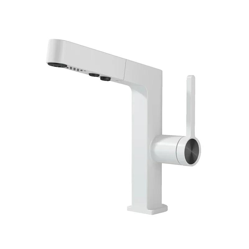 

360 Rotation Stream Sprayer Hot Cold Water Mixer Sink Tap White/Black Temperature Digital Display Bathroom Basin Faucet