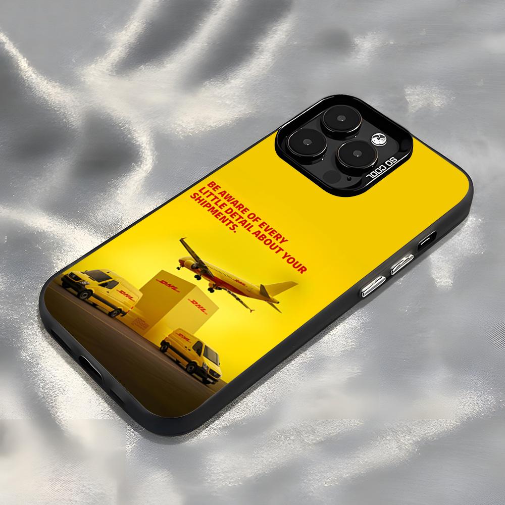 Brand DHL Logo Phone Case For IPhone17 Air 16 15 14 Plus 13 12 11 Pro 7 8 XS Max XR Silver Black Bumper Case