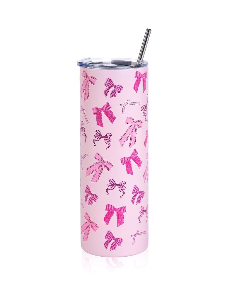 20oz Niedlicher Schleife Isolierter Becher Edelstahl Isolierter Thermobecher Party Tumbler Strohdeckel Kaffeetasse Reisebecher Heißwasserflasche