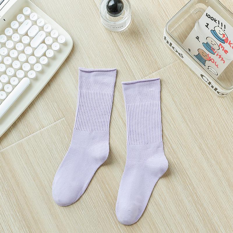 5 Pairs of Medium Length Pure Cotton Socks That Are Versatile for Women In Autumn and Winter