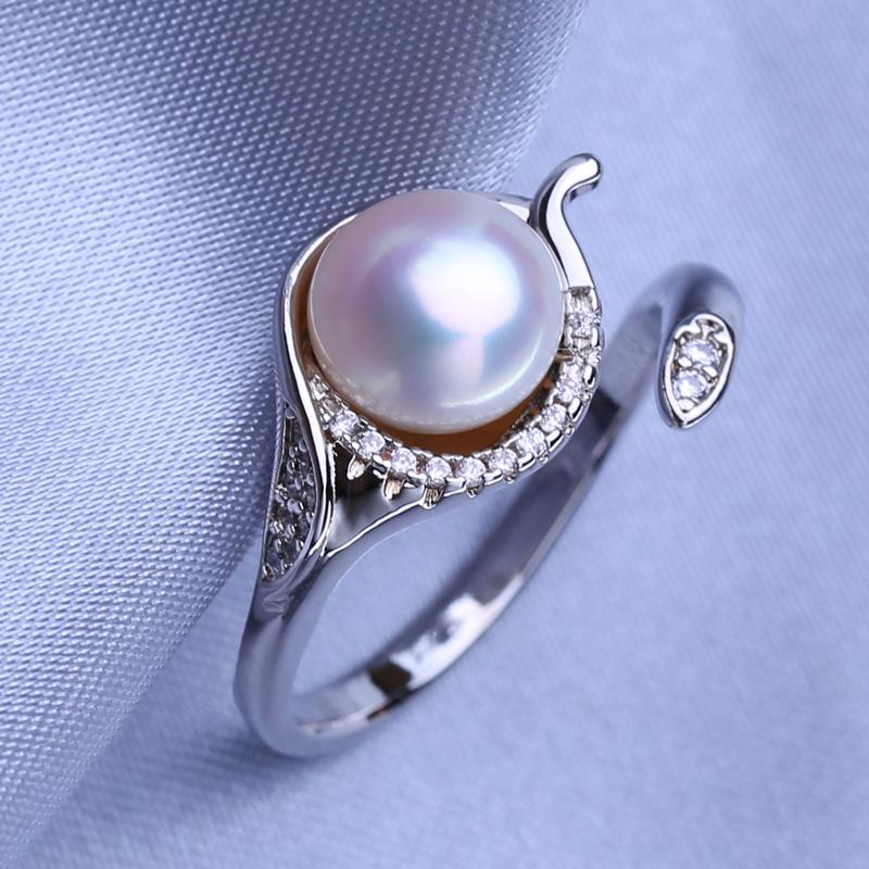 

Кольца FEEYOO с натуральным пресноводным жемчугом для женщин и девочек, классическое кольцо регулируемого размера, вечерние украшения Adjustable size белый