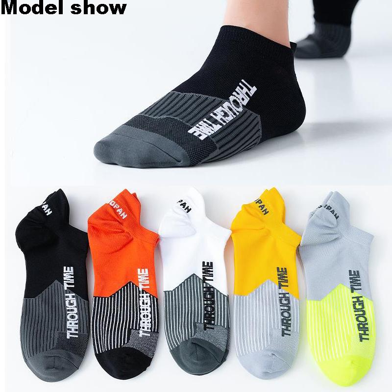 5 Pares/Lote Meias Esportivas de Corrida Masculinas Primavera Verão Meias Protetoras para Tornozelo Finas Respiráveis Desodorantes Meias Curtas para Fitness 38-44
