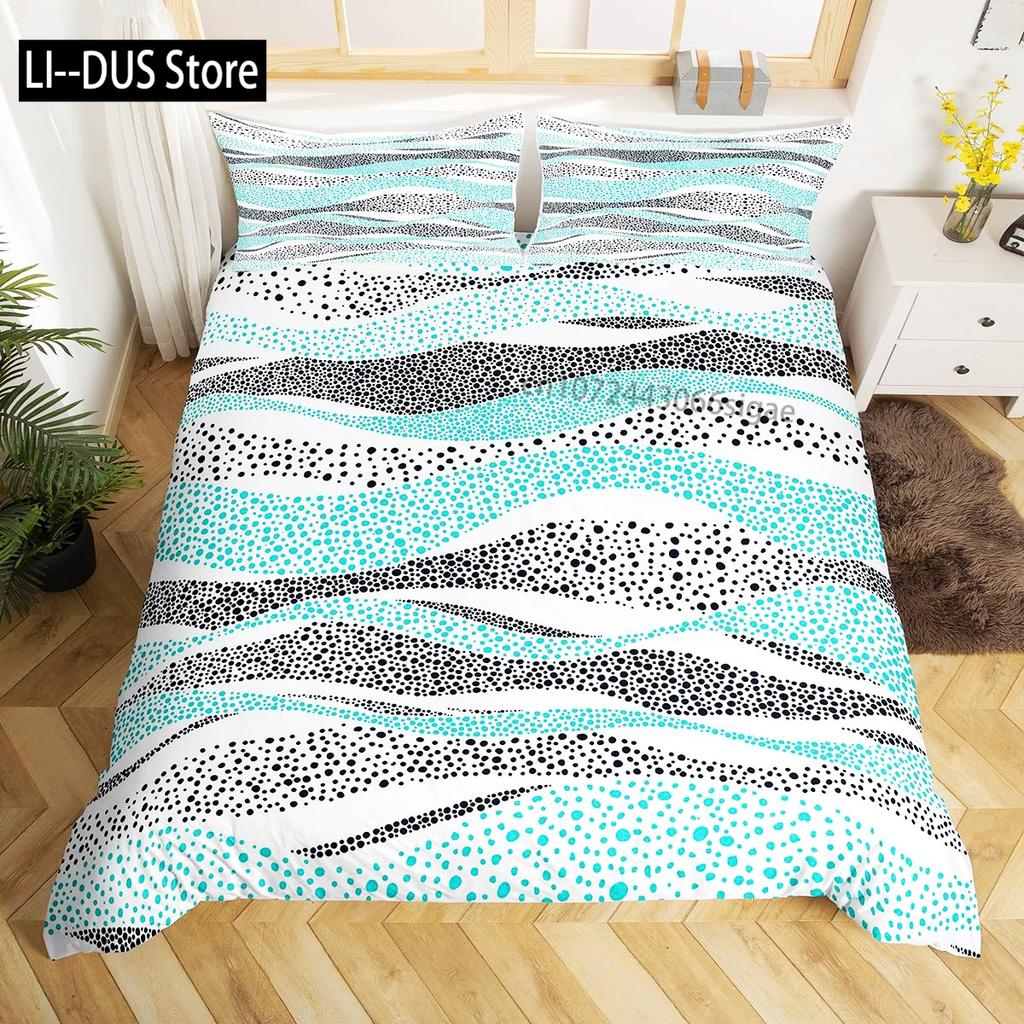 Abstract Sea Bed Set Marine Wave Duvet Cover Bedding Set Twin Comforter Cover Coastal Beach Theme Bed Cover 3pcs Orange Teal
