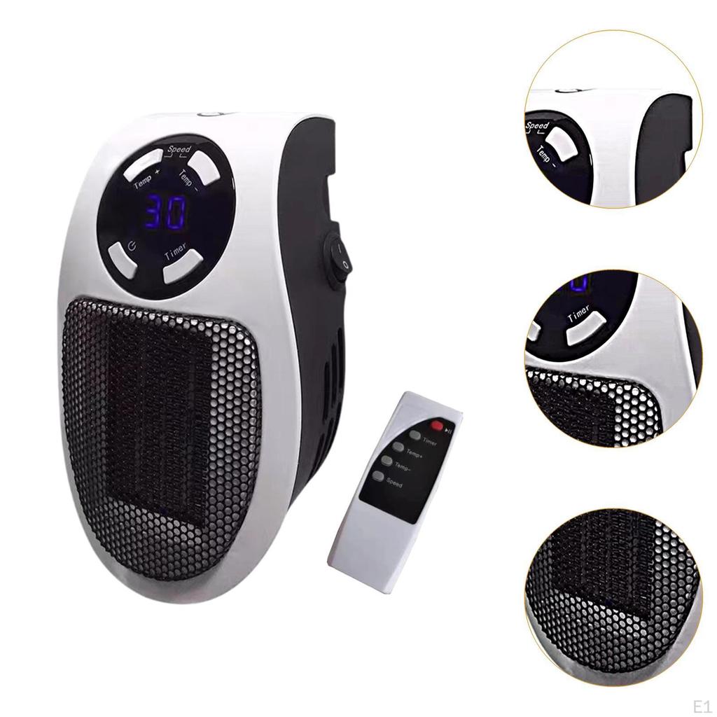 Wall Outlet Heater Small Quiet Space for Kitchen Bathroom Home Office With Remote Control