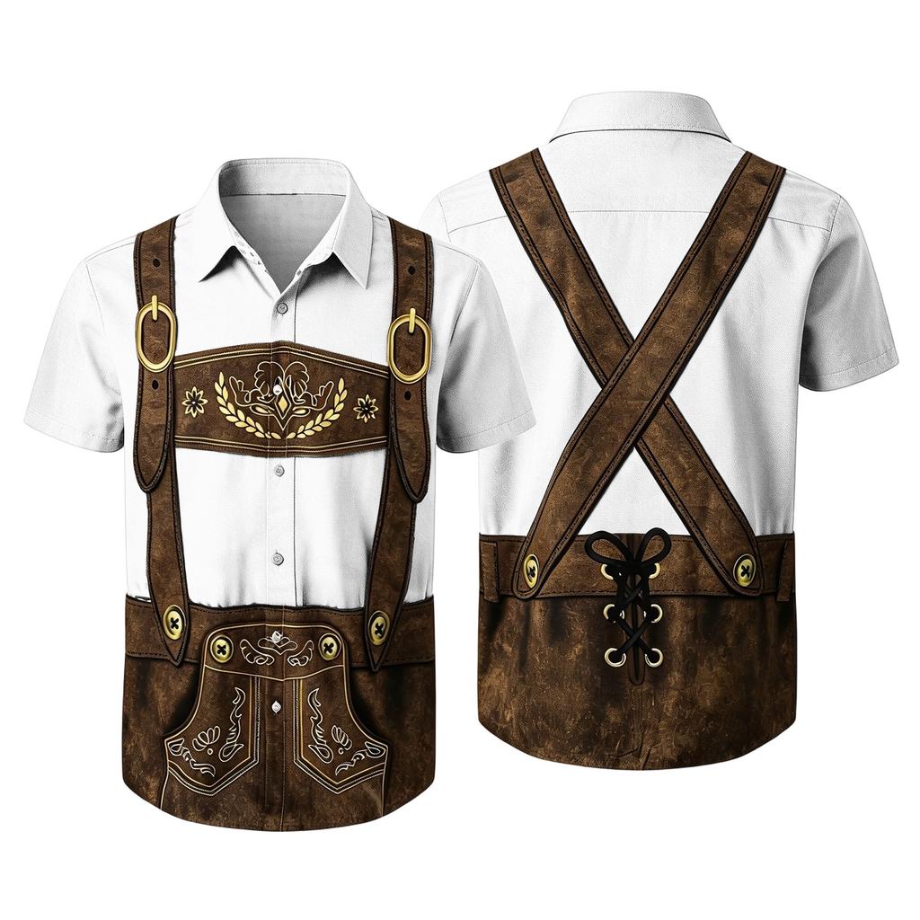 Men's Vintage Print Short Sleeve Cardigan Casual Loose Fit for Party Festival Daily Wear