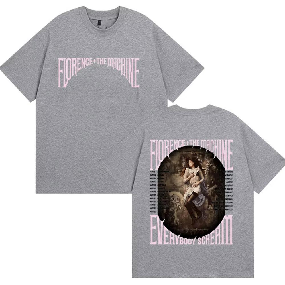Florence  The Machine Everybody Scream Tour  Graphic TShirts Unisex Women Vintage Harajuku Oversized Cotton TShirt Streetwear
