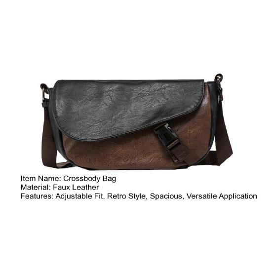 Yousheng Retro Messenger Bag Men Color Block Crossbody Bag Faux Leather Shoulder Bag Crossbody Purse for Travel Commuting Work