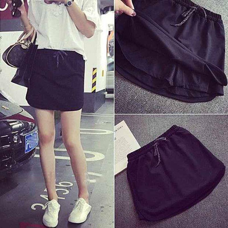 

Sports and Leisure Running Short Skirt Loose Oversize Women s Clothing Black 2XL