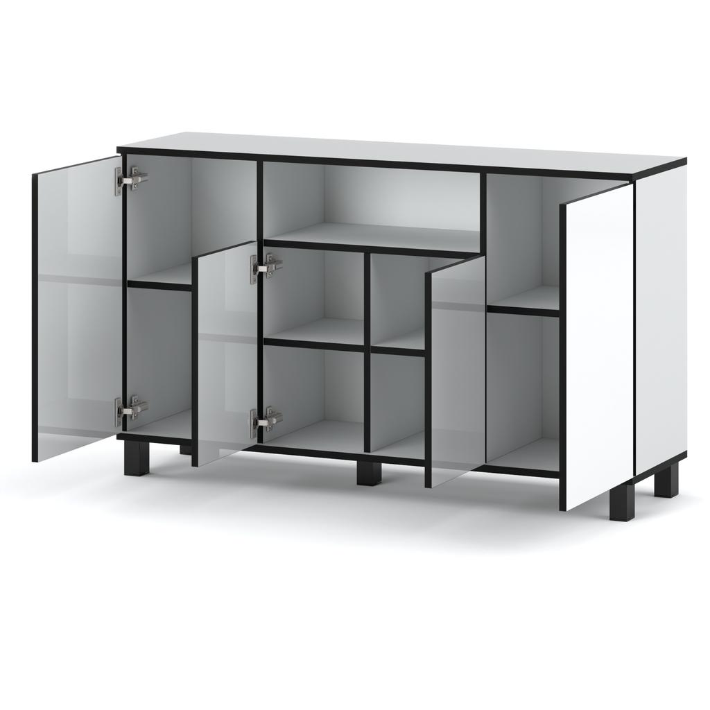 Chest Of Drawers Cabinet 140Cm Wardrobe White High Gloss