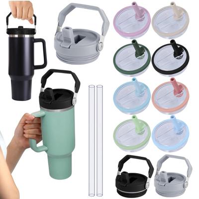 40/30oz Becher Klappstrohhalm Deckel Ersatz Passend für Becher Auslaufsicher Spritzwassergeschützt Becher Oberteil mit Griff Wiederverwendbare Becherabdeckung