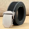 Men's Canvas Belt with Automatic Smooth Buckle - Casual Korean Style for Workwear, Students, and Outdoor Activities